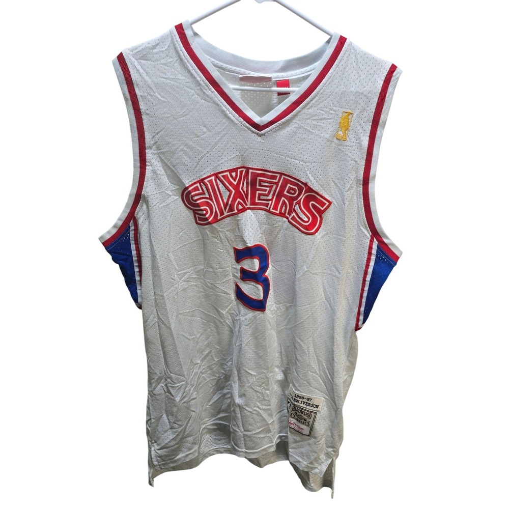 Mitchell Ness Allen‎ Iverson 3 Philadelphia 76ers Basketball Jersey 48 XL White